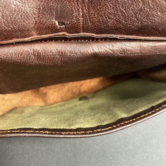 Genuine Leather Backpack Purse Pockets Adjustable Drawstring Buckle Brown Soft - Picture 13 of 14